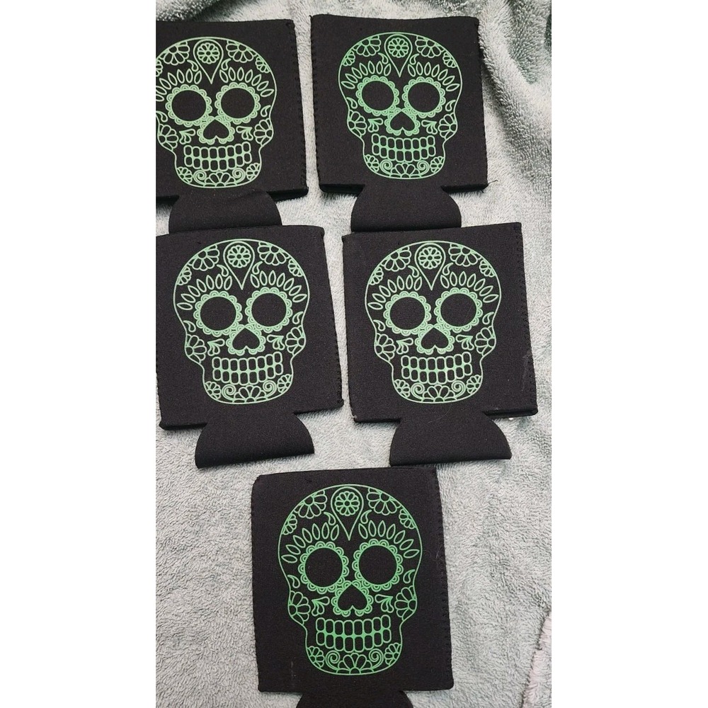 Sugar Skull Can Coozy Koozie Lot Of 5 Can Coolers Day Of The Dead